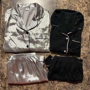 Lot of 2 sets of women’s pajamas, Elegant Silver and Black sets.